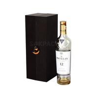 Caja de Regalo de Cartón Rígido Personalizada de Doble Apertura para una Sola Botella de Licor o Vino, con Estampado en Relieve Dorado, para Whisky o Vino Tinto Premium