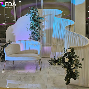 LEDA Custom Wedding Events Decoration <b>White</b> Metal Arch Iron Wavy Curtain <b>Frame</b> for Wedding - Product Image 2