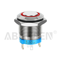 Interrupteur à bouton-poussoir LED éclairé 16/19/22mm 20A en acier inoxydable 12V étanche rond momentané à verrouillage 1NO combiné