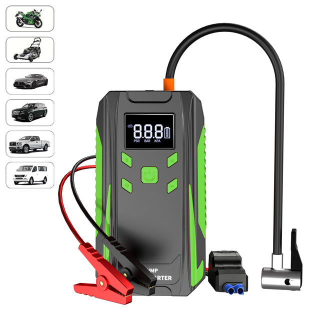 Portable 4-in-1 Car Jump Starter Air Compressor 12V 20000mAh Lithium Battery Booster Pack 150PSI Max Pressure for Emergency