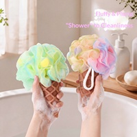 Éponge de bain en forme de cornet de crème glacée style influenceur, avec motif de dessin animé haut de gamme non soluble pour enfants et bébés