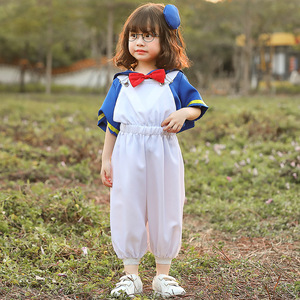Pantalon à bretelles blanc pour enfants XJ Baby Duck, costume de <span class=keywords><strong>marin</strong></span> bleu marine pour Halloween, tenue de personnage d'anime canard - Product Image 1