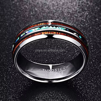Mwpoya — bijoux pour hommes, 8mm, en bois de Koa hawaïen et coquille d'abalone, bagues en carbure de tungstène, confortable, cadeau de fiançailles