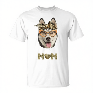 T-shirt mignon pour maman de Husky sibérien, imprimé léopard, unisexe, col rond, manches courtes, impression numérique - Product Image 2