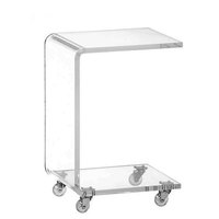 Table basse mobile multifonctionnelle pour la maison hôtel nouvelle mode en acrylique transparent à double niveau avec roulettes
