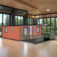 Maison conteneur en acier léger pour 4 chambres à coucher 20 pieds 40 pieds résistant aux ouragans pliable paquet plat extensible stockage magasin centre commercial panneau sandwich