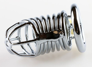 男性用メタルフェチスムース貞操帯 三連リング貞操ペニスケージ - Product Image 2