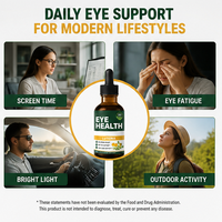 Gouttes pour les yeux à base d'extraits naturels d'herbes pures, fabriquées en usine (OEM), avec supplément liquide d'eyebright et de lutéine, améliorent la vision pour les humains.