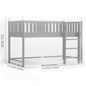 Lit simple en bois massif gris pour enfants avec barrière haute, lit bébé plus large à design modulable pour chambres modernes et écoles - Product Image 5