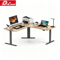Bureau debout électrique ergonomique en forme de L de 1,6 m de large avec 3 moteurs et structure métallique robuste et réglable