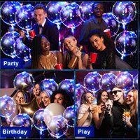 LED-Beleuchtete Plastikballons 20 Zoll Großpackung Transparent Blau Blinkend Leuchtend Ungiftig Langlebig für Weihnachten Neujahr Geburtstag Hochzeit Ostern