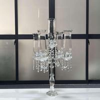 Nouveau chandelier à 5 têtes en verre cristal, décoration de mariage, centres de table, bougeoirs, décorations de fête et de mariage