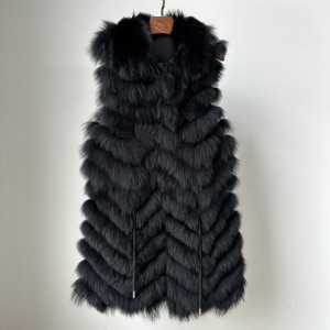 Nuovo Gilet in vera pelliccia di volpe giacca elegante Gilet lungo giacca in morbida pelliccia soprabito <span class=keywords><strong>senza</strong></span> <span class=keywords><strong>maniche</strong></span> invernale - Product Image 6