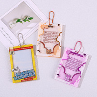 Article populaire : Porte-cartes photo personnalisé avec design scintillant et dessin animé, porte-clés mignon en acrylique avec chaîne à billes pour cartes d'identité