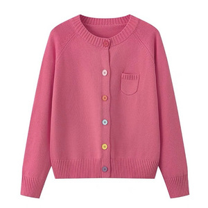 Women's Round Neck Color Button <b>Cardigan</b> <b>Sweater</b> Loose Fit Candy Color Anti-Pilling Spring Autumn Wear - Product Image 3