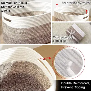 Wholesale Hot Selling Storage Woven Cotton Rope Basket For Toys Towel Baskets For Bathroom Pack Of 3 Storage Baskets