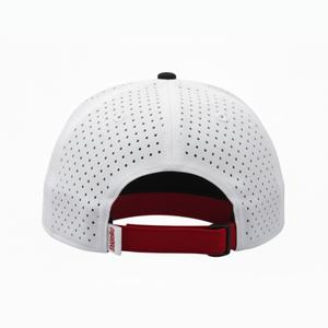 Casquette de golf OEM personnalisée en maille perforée avec logo, 5 panneaux, visière légèrement incurvée, snapback, patch en caoutchouc imperméable - Product Image 4