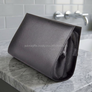 ADORA Black Genuine Leather Eco-Friendly Customizable Size Makeup <b>Cases</b> Made India 27 Years Experience Best Selling Cosmetic Bag - Product Image 2