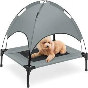 Hot Selling Kauwbestendig Verstelbare Camping Waterdichte Koeling Outdoor Draagbare Verhoogde Hond Huisdier Bed Met Luifel