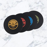 Sous-verre en PVC souple antidérapant isolant, motif CD vintage, logo personnalisé, disque vinyle, diamètre 10 cm, pour restaurants et clubs, marque QX