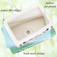 Pot de fleurs en céramique en forme de livre, petit pot de fleurs original avec trou de drainage, décoration de bureau, décoration d'étagère, pot à succulentes pour la maison et le jardin