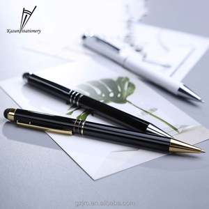 Stylo à bille fantaisie en métal avec logo personnalisé, couleur contrastée 2023, avec stylet pour l'écriture - Product Image 1