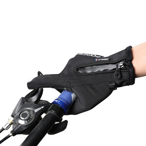 Gants en cuir à doigts entiers avec fermeture éclair, isolés thermiquement, coupe-vent, compatibles écran tactile, pour l'hiver, unisexes, pour la conduite et le ski - Product Image 3