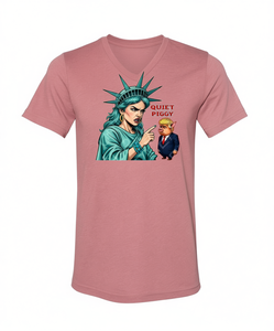 Camiseta Gráfica Quiet Piggy Liberty Edition, Unisex, Cuello Redondo, Manga Corta, Impresión Digital, Ropa Promocional para Adultos - Product Image 1