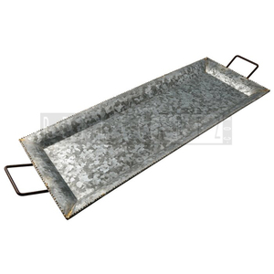 Bandeja de servicio chapada en plata Rectangular personalizada con asas de metal Bandejas otomanas con asas para sala de estar Cocina Decoración del hogar - Product Image 1