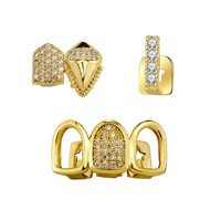 Grillz Cœur Bicolore en Cuivre Plaqué Or 18K Entièrement Sertis de Zircons |   Capuchon de dent Hip Hop bicolore, vente en gros, modèle unisexe Xuanlian 352