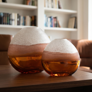 Vaso in Vetro Soffiato a Mano Stratificato, Effetto Ombre Smerigliato da Bianco a Marrone Ambra, Vaso Portafiori <span class=keywords><strong>con</strong></span> Texture a Bolle per Arredamento Soggiorno - Product Image 6