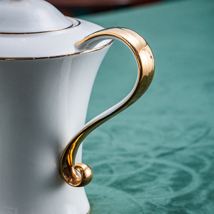 Minimally Designed Eco-Friendly Ceramic Coffee and <b>Tea</b> <b>Set</b> Hand-painted Pure White Gold Coffee Cup and Plate Gift - Product Image 4