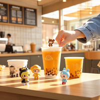 Gobelet en papier à double paroi de 24 oz personnalisé pour bubble tea, compatible café chaud, avec compartiment surprise et jouet intégré au fond (Blind Box)