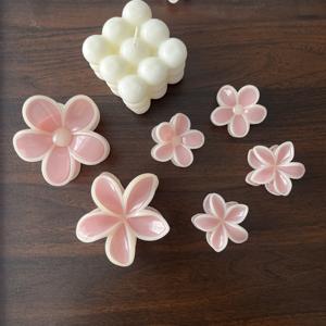 مشابك شعر جيلي بألوان قوس قزح بتصميم زهرة البيض الاستوائية من تشيانجين، مجموعة كبيرة وصغيرة للبيع بالجملة - Product Image 4