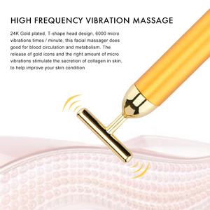 추천 개인 스킨 케어 제품 24K 골드 페이스 리프트 조각 마사지 도구 강화 전기 진동 페이셜 마사지 - Product Image 4