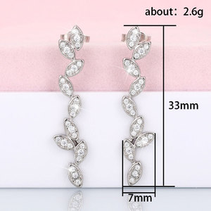 Orecchini a Goccia con Foglie per Donne, Gioielli Eleganti con Zirconi, Regalo Quotidiano Chic - Product Image 5