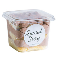 Petit récipient alimentaire carré transparent jetable pour fruits, poisson, biscuits, lait de soja, desserts, gobelets à café, recyclable
