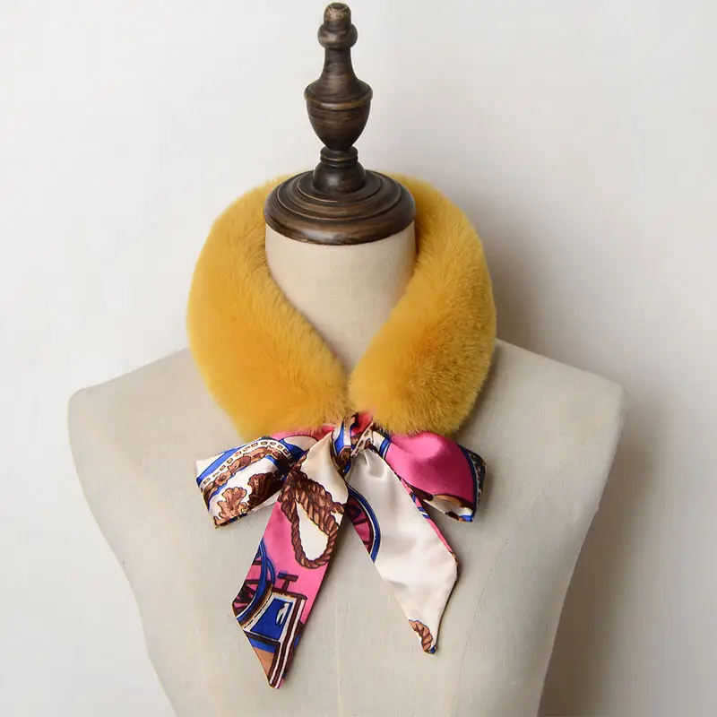 Pelliccia Del Coniglio di Rex delle donne Della Sciarpa Multicolore sciarpa di Seta Di Inverno Nastro Falso Sciarpa di Pelliccia