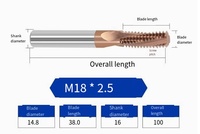 M1-M24 de fraise de fil enduite en acier métrique d'acier de tungstène de dent simple de trois dents pleines