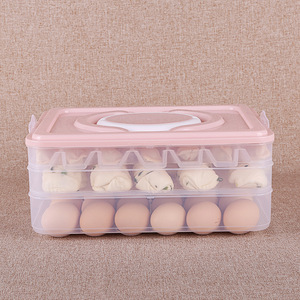 Egg Storage Box 24 Compartment Stackable Plastic With Lid For Eggs Dumplings Wontons Seafood - Product Image 1
