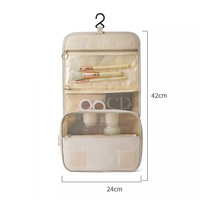 Sac de toilette isotherme en Oxford bleu avec fermeture éclair personnalisée 2025, sac de voyage enroulable pour salle de bain, organisateur de pinceaux de maquillage
