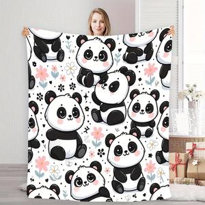 <b>Pink</b> Striped Cat Faces Flannel Blanket <b>Throw</b> Blanket Nap Blanket Skin Friendly Reversible for Travel Camping Custom Print - Product Image 2