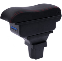 DAIAO Luxe Amérique du Sud – Boîte de rangement d'accoudoir de console centrale en cuir PU noir avec porte-gobelet rotatif USB DA-6326 pour voiture