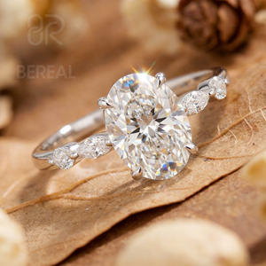 Anillo de Compromiso de Diamante Cultivado en Laboratorio VVS CVD de Lujo, Certificado IGI, Diamante Ovalado Hecho en Laboratorio, Anillos con Piedras Laterales de Plata 925, Joyería para Mujer - Product Image 2