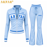 Ensemble de vêtements d'automne personnalisés pour femmes, style streetwear, 2 pièces, veste courte zippée à blocs de couleur et pantalon évasé, survêtement pour femmes