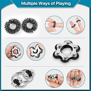 Adult ADHD <b>Anxiety</b> Relief Plastic Fidget Toys Set <b>Spinner</b> <b>Rings</b> Desk Gadget Anti-Stress Hand Activities Flippy Chain-Keep Busy - Product Image 5