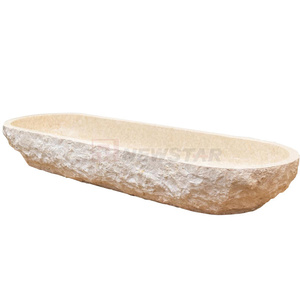 Newstar moderno naturale travertino intagliato lungo bagno ovale bagno bagno lavabo lavabo lavabo in marmo lavabo - Product Image 1