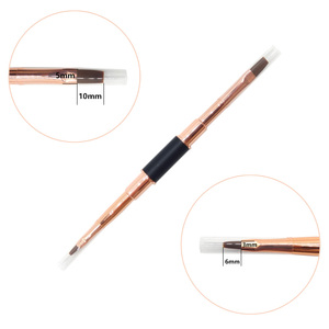 Pinceau à ongles double tête en gel plat avec manche or rose, outil de manucure pour peinture et dessin sur deux côtés - Product Image 2