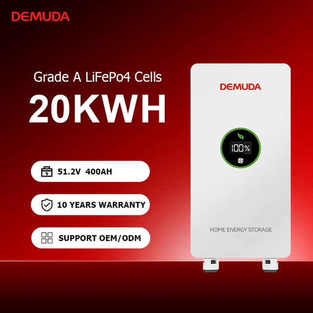 Demuda Grade a Lifepo4 Battery Pack 48v 51.2V 400ah 20Kwh Powerwall Home Solar Storage Lithium Ion Batteries