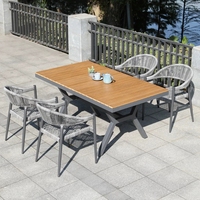Ensemble de salle à manger en rotin PE pour l'extérieur, structure en aluminium, résistant aux intempéries, table et chaises de jardin pour villa et terrasse